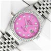 Image 2 : Rolex Men's Stainless Steel Pink Diamond Datejust Wristwatch
