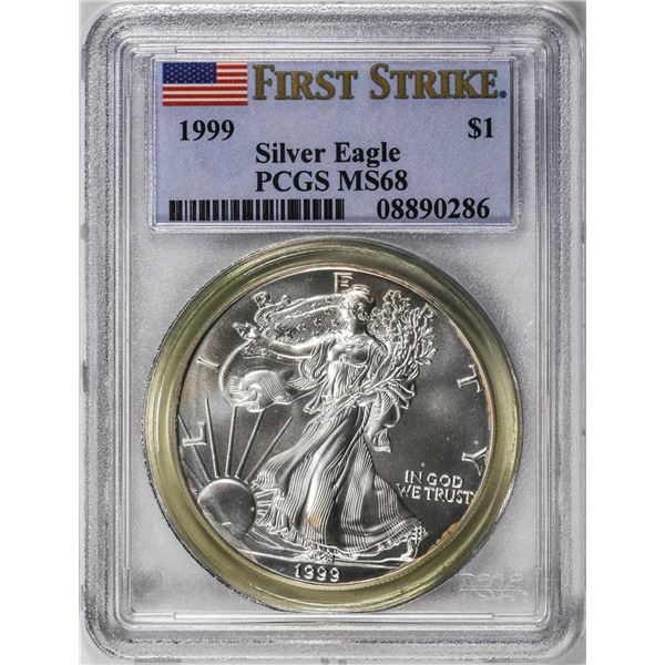 1999 $1 American Silver Eagle Coin PCGS MS68 First Strike