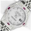 Image 1 : Rolex Ladies Stainless Steel Silver Diamond & Ruby Datejust Wristwatch