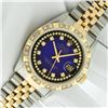 Image 2 : Rolex Men's Two Tone Blue Vignette Pyramid Diamond Datejust Wristwatch