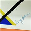 Image 2 : Yaacov Agam "Homage To Mondrian (Orange Border)" Limited Edition Serigraph On Board