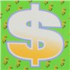 Image 2 : Steve Kaufman (1960-2010) "Dollar Sign (Green Bold)" Original Serigraph on Canvas