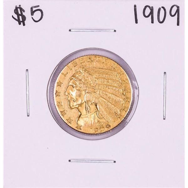 1909 $5 Indian Head Half Eagle Gold Coin