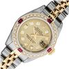 Image 2 : Rolex Ladies Two Tone Quickset Champagne Diamond & Ruby Datejust Wristwatch