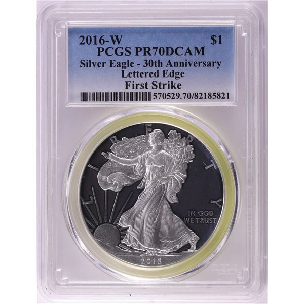 2016-W Lettered Edge $1 Proof American Silver Eagle Coin PCGS PR70DCAM First Strike