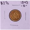 Image 1 : 1843-O Small Date $2 1/2 Liberty Head Quarter Eagle Gold Coin