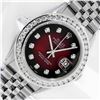 Image 1 : Rolex Men's Stainless Steel Red Vignette 3 ctw Diamond Datejust Wristwatch