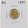 Image 1 : 1851 Type 1 $1 Liberty Head Gold Dollar Coin