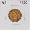 Image 1 : 1852 $5 Liberty Head Half Eagle Gold Coin