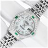 Image 2 : Rolex Ladies Stainless Steel Mother of Pearl Diamond & Emerald Datejust Wristwatch