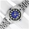 Image 2 : Rolex Ladies Stainless Steel Blue Vignette Diamond & Sapphire Datejust Wristwatch