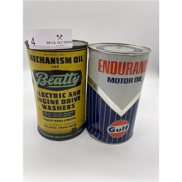 Beatty Mechanism Oil & Enurance Motor Oil Gulf - Full TIns