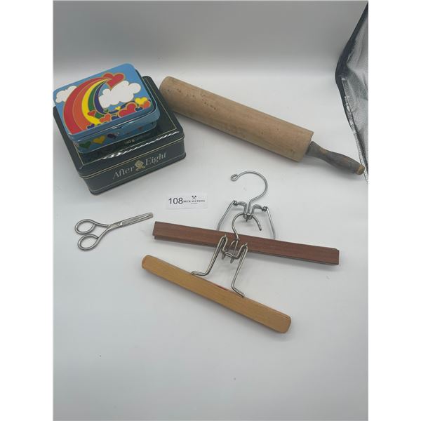 Tins Hangers Rolling Pin - 1 Handle Missing On Rolling Pin