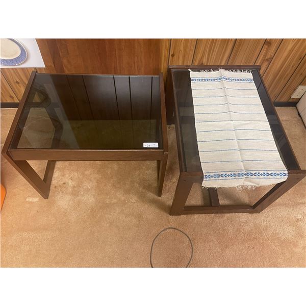 Glass & Oak Coffee Tables 28 x 28 x 20H