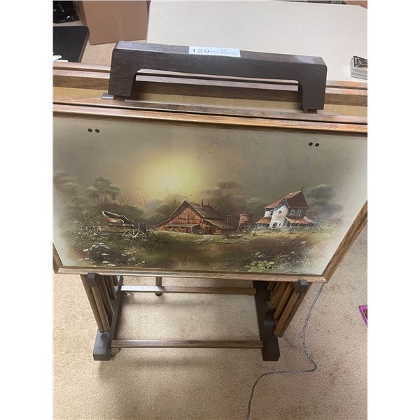 Mid Century TV Tray Tables & Rolling Stand