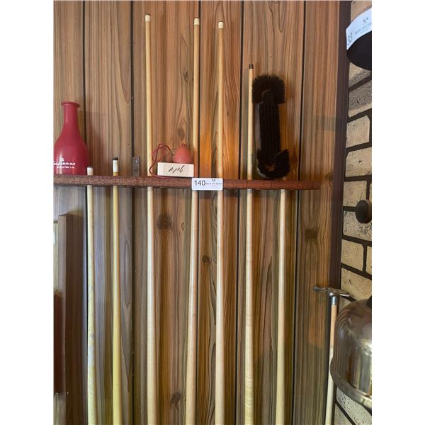 Pool Cue Collection & Wall Hanger