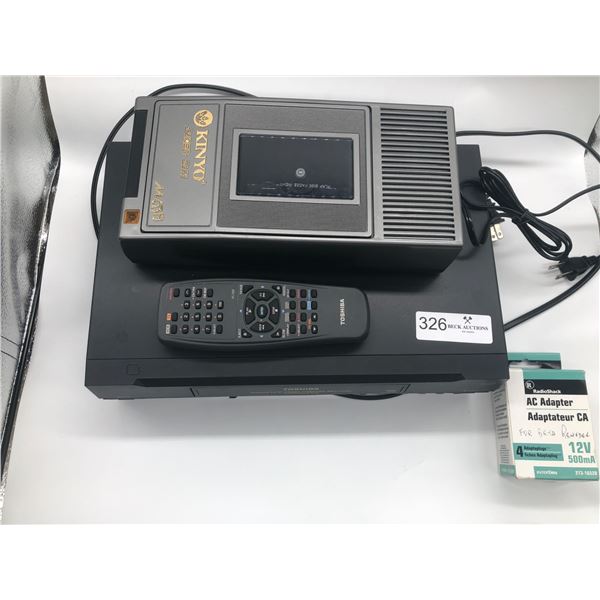 Toshiba 4 Head VCR W522CF With Remote Tested & Kinyo Rewinder - Be Kind Rewind