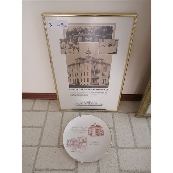 Edmonton General Hospital Commemorative Plate and Framed Photograph