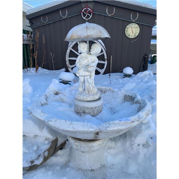 Garden Statue - Girl and Boy With Umbrella