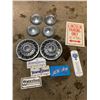 Image 1 : Assortment of Ford Memorabilia - Hub Caps, License Plates, Thermometer, and More!