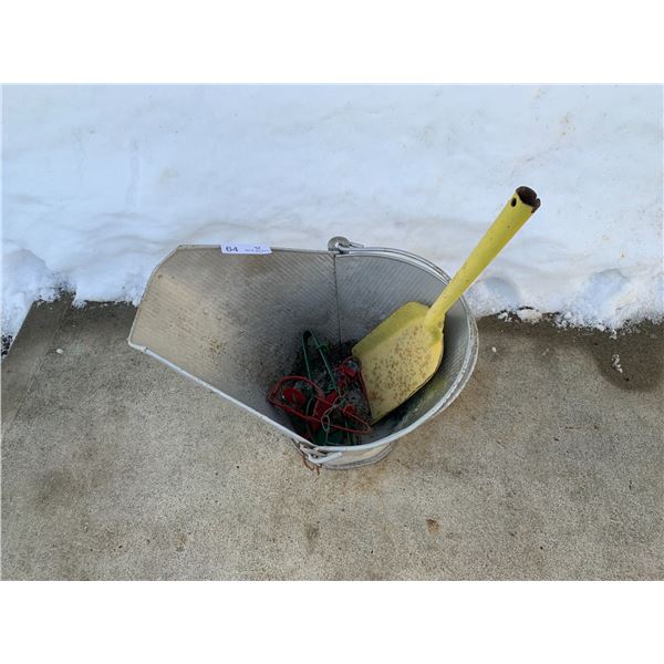 Vintage Coal Bucket, Shovel, and Gopher Traps