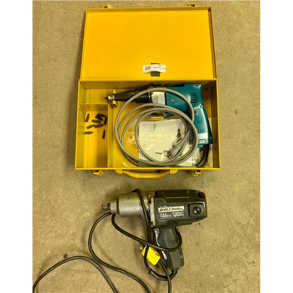 Black and Decker 0.5" Impact Wrench and Makita Drywall Screwdriver (Model 6800DB)