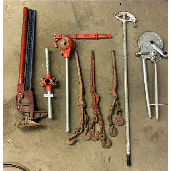 Assorted Heavy Duty Tools - Jack, Pipe Threader, Pipe Bender, and More!