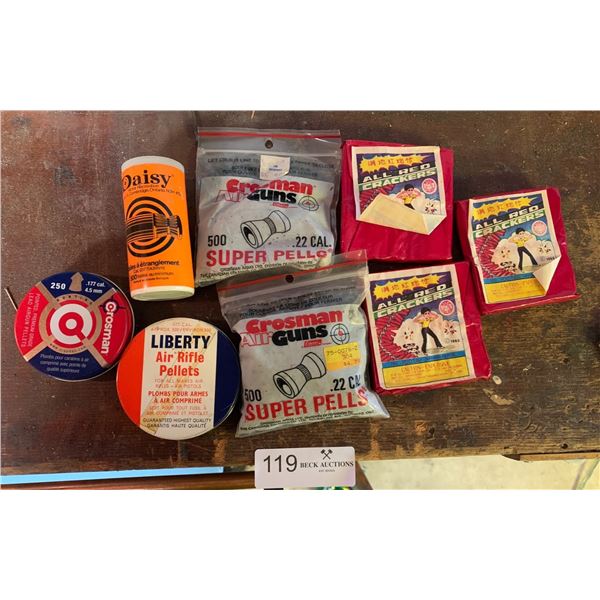 .177 and .22 Caliber Pellets, 3 x Packs of Firecrackers