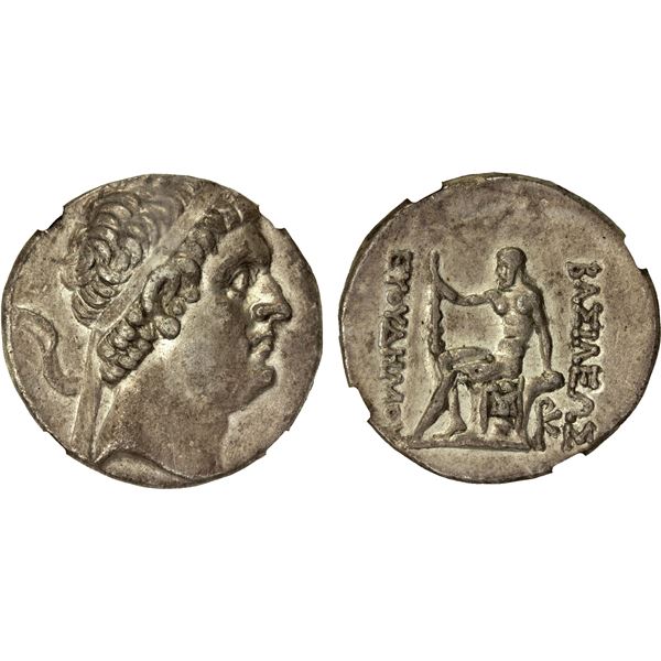 BACTRIA: Euthydemos I Theos Megas, ca. 230-195 BC, AR tetradrachm (15.95g), Mint B (Baktra), NGC Cho