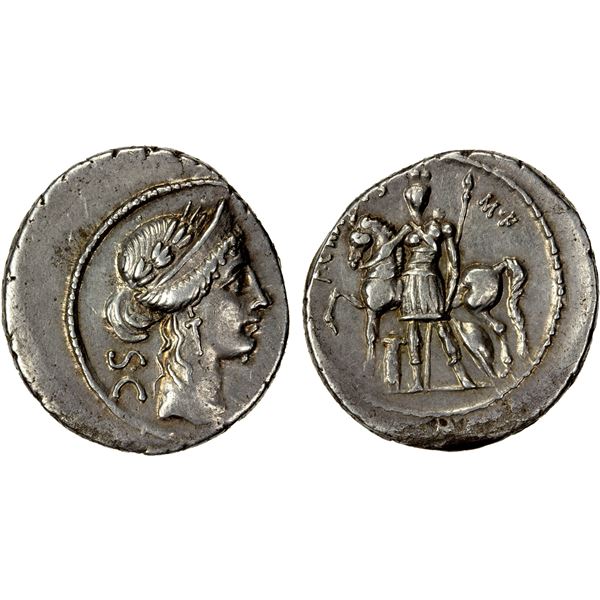 ROMAN REPUBLIC: P. Licinius Crassus, AR denarius (4.12g), Rome, 55 BC, Choice VF