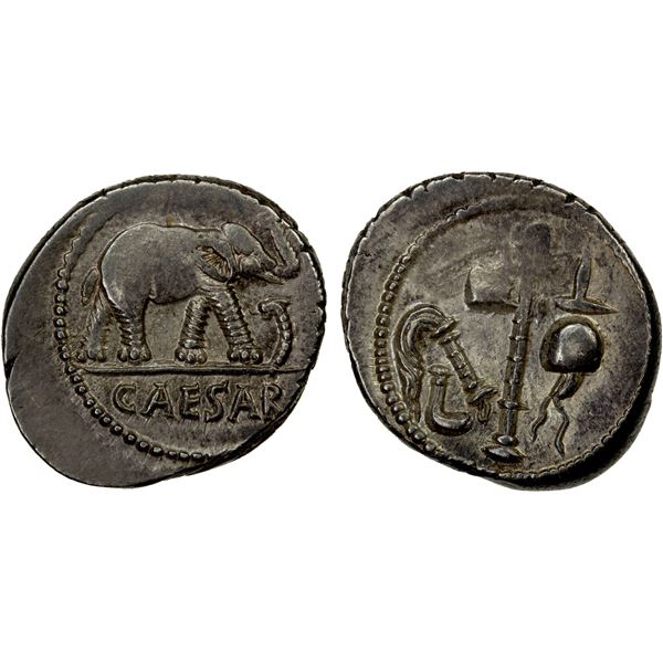 ROMAN IMPERATORIAL PERIOD: Julius Caesar, AR denarius (4.00g), travelling military mint, 49 BC, Choi