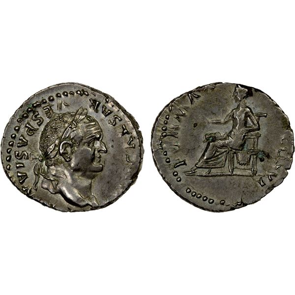 ROMAN EMPIRE: Vespasian, 69-79 AD, AR denarius (3.49g), Rome, struck in 75 AD, EF