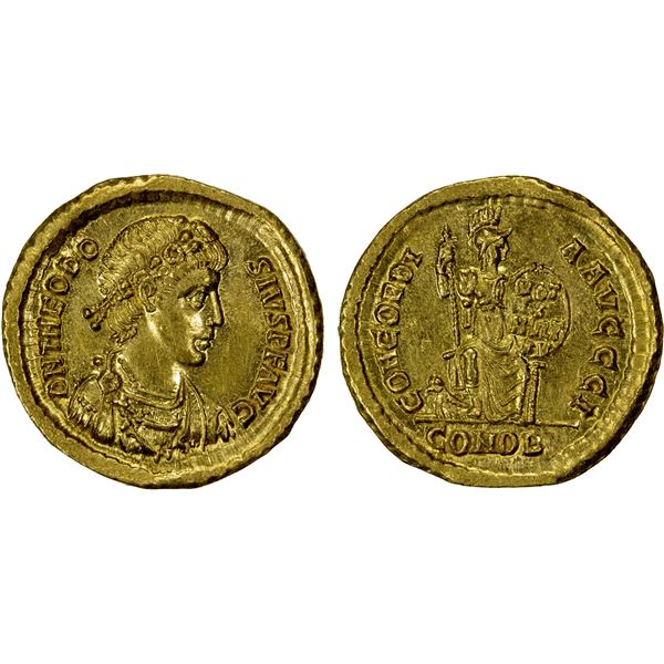 ROMAN EMPIRE: Theodosius I, 379-395 AD, AV solidus (4.53g), Constantinople, struck 383-388 AD, EF-AU