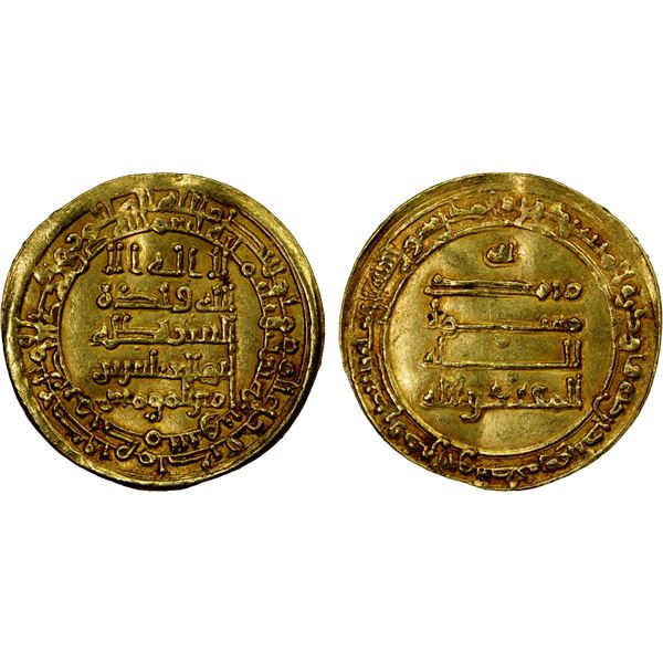 ABBASID: al-Muqtadir, 908-932, AV dinar (4.00g), Dimashq, AH306, EF