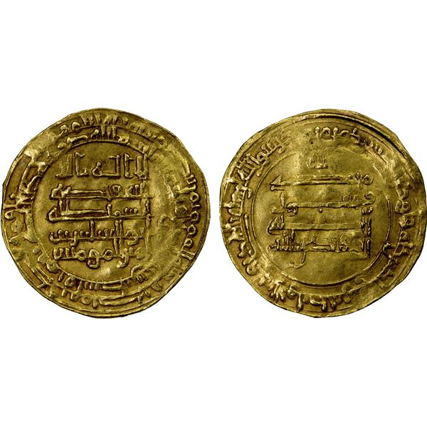 ABBASID: al-Muqtadir, 908-932, AV dinar (3.89g), Filastin, AH309, VF