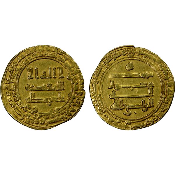 ABBASID: al-Radi, 934-940, AV dinar (4.93g), Suq al-Ahwaz, AH323, appreciable VF