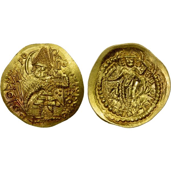 KUSHANO-SASANIAN: Prototype, before about 240, scyphate AV dinar (8.05g), Unc