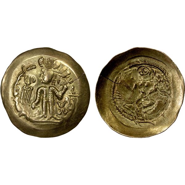 KIDARITE: Anonymous, 5th century, scyphate AV dinar (7.08g), VF-EF