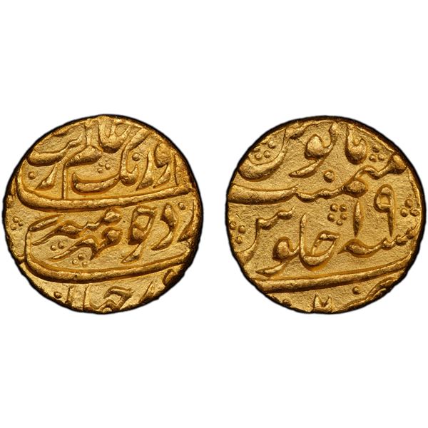 MUGHAL: Aurangzeb, 1658-1707, AV mohur (11.03g), Patna, year 19, PCGS MS62