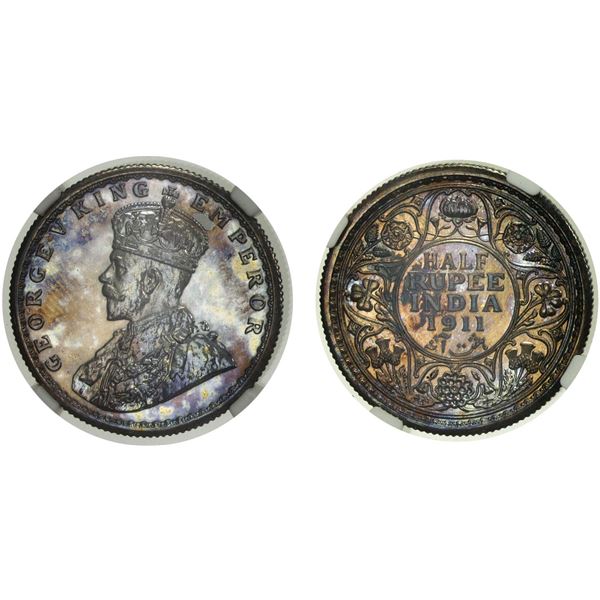 BRITISH INDIA: George V, 1910-1936, AR ½ rupee, 1911(c), NGC Proof 62
