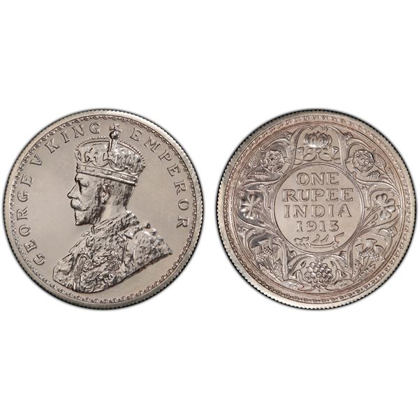BRITISH INDIA: George V, 1910-1936, AR rupee, 1913(b), PCGS Proof 62