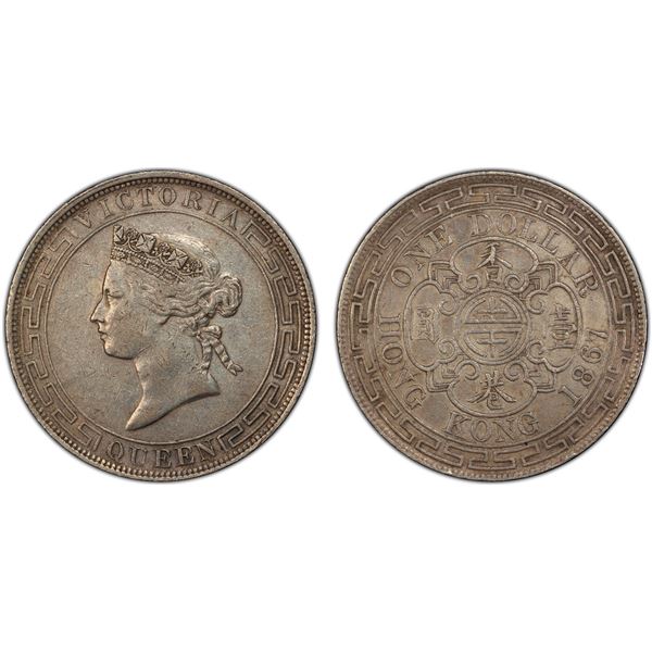 HONG KONG: Victoria, 1841-1901, AR dollar, 1867, PCGS EF details
