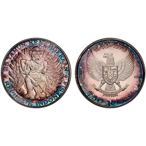 INDONESIA: Republic, AR 750 rupiah, 1970, PCGS Proof 68 DCAM