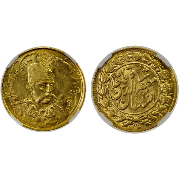 IRAN: Muzaffar al-Din Shah, 1896-1907, AV toman, Tehran, AH1318, NGC MS63