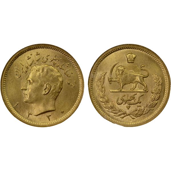 IRAN: Muhammad Reza Shah, 1941-1979, AV pahlavi, SH1330, NGC MS64