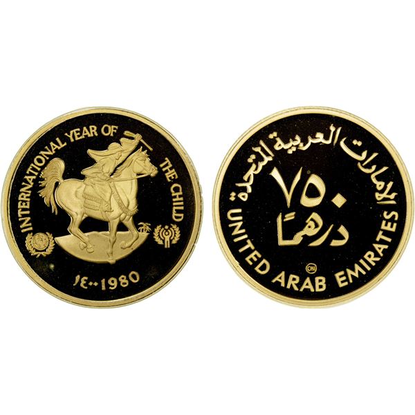 UNITED ARAB EMIRATES: United Emirates, AV 750 dirhams, 1980/AH1400, Choice Proof