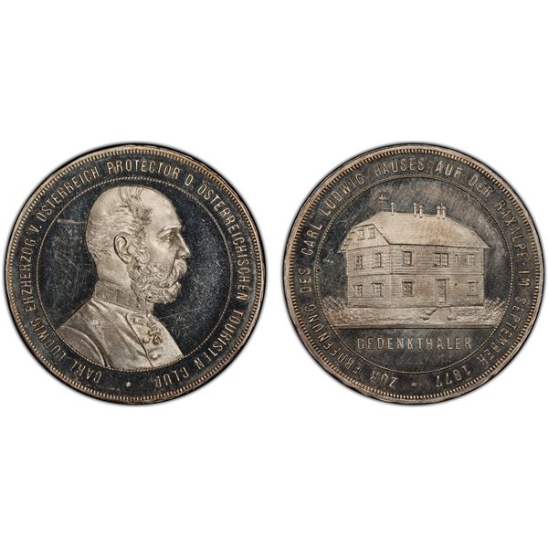 AUSTRIA: Franz Joseph I, 1848-1916, AR gedenkthaler, 1877, PCGS Specimen 64 DCAM