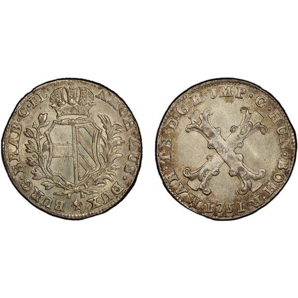 AUSTRIAN NETHERLANDS: Maria Theresia, 1740-1780, AR 20 liards, Bruges, 1751, PCGS MS65