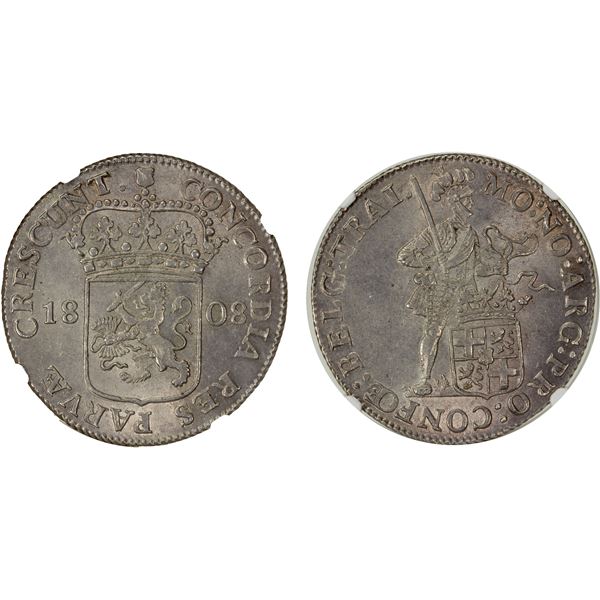 NETHERLANDS: Louis Napoleon, 1806-1810, AR silver ducat, 1808, NGC MS64