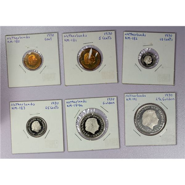 NETHERLANDS: Juliana, 1948-1980, proof set, 1970, Proof